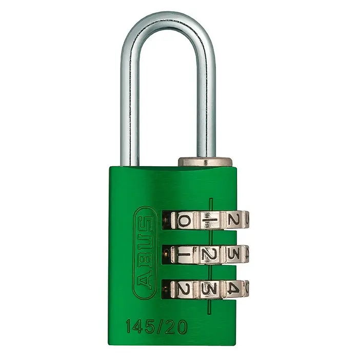 Abus Candado con combinación 145/20 - An x L: 22,5 x 82,5 mm, Aluminio, Número de dígitos en combinación: 3 ud., Verde