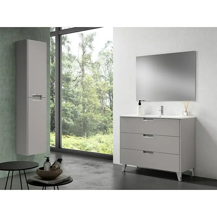 Mueble de lavabo Briseis - L x An x Al: 46 x 100 x 85 cm, Gris, Mate