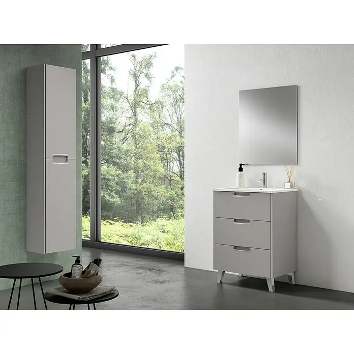 Mueble de lavabo Briseis - L x An x Al: 46 x 60 x 85 cm, Gris, Mate