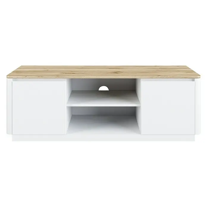 Phönix Arctic Lowboard - L x B x H: 47,7 x 144 x 45 cm, Weiß, Braun - Vorderansicht