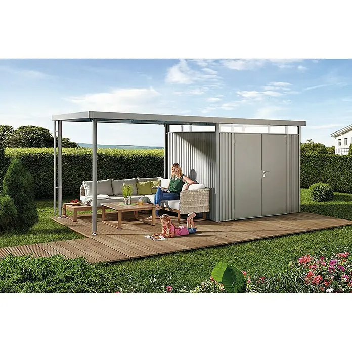 Biohort HighLine Seitendach H3 - Passend für: Biohort Gerätehaus HighLine H3, Quarzgrau Metallic, 2,75 x 2,35 m - Linke Seitenansicht
