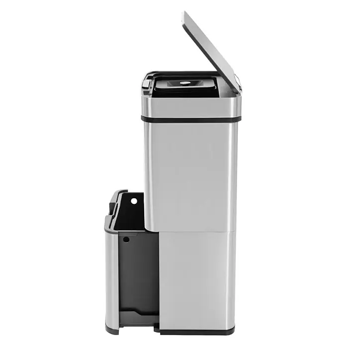 Hailo Mülltrennsystem Öko Vario - 2 x 25 l + 1 x 4 l, Edelstahl, Rechteckig, Edelstahl - Linke Seitenansicht