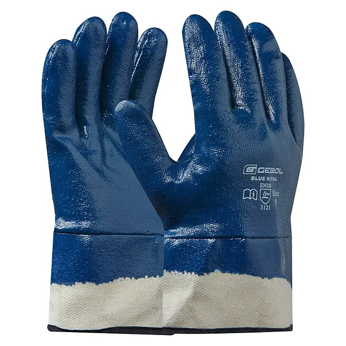 Gebol Guantes de trabajo Blue Nitril - Medida: 10, Azul