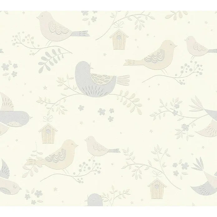 AS Creation Boys And Girls 6 Strukturtapete Vögel - Creme, Motiv, Feine Struktur, 10,05 x 0,53 m - Detailaufnahme