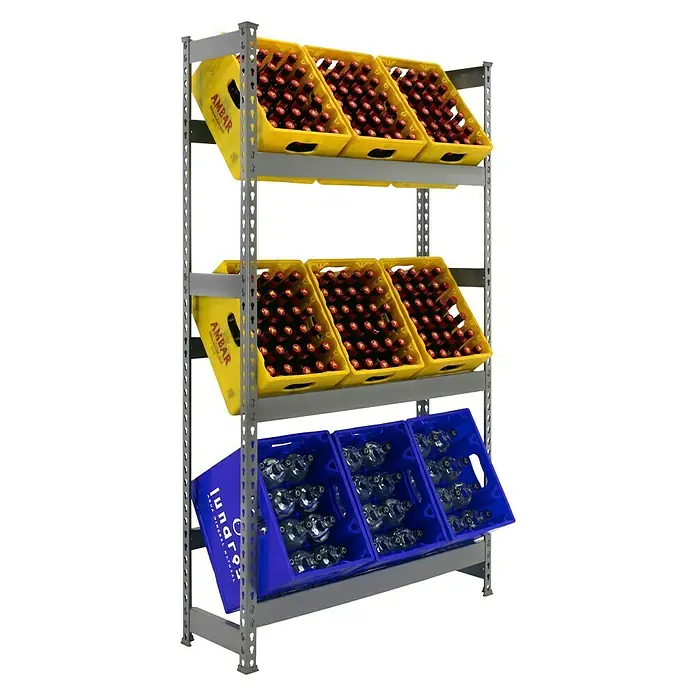 Simonrack Simonbottle Metall-Getränkekistenregal Bottleclick - L x B x H: 30 x 100 x 180 cm, Traglast: 100 kg/Boden, Anzahl Böden: 3 Stk., Grau - Ansicht von oben