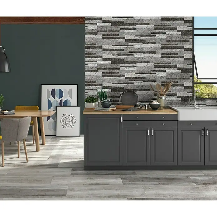 Revestimiento de pared Exit - 15,3 x 58,9 cm, Gris, Efecto piedra