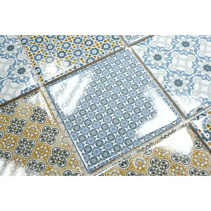 Mosaikfliese Quadrat Classico Mix - 29,8 x 29,8 cm, Mehrfarbig, Glänzend - Detailaufnahme