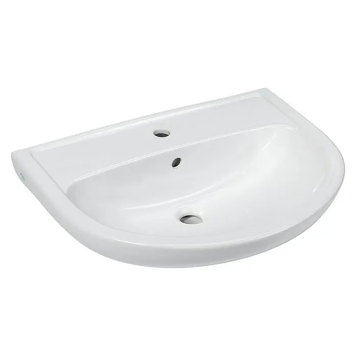 Gustavsberg Concentus Pure Waschtisch - 65 x 48,5 cm, Ohne Spezialglasur, Hahnloch: Mitte, Mit Überlauf, Weiß