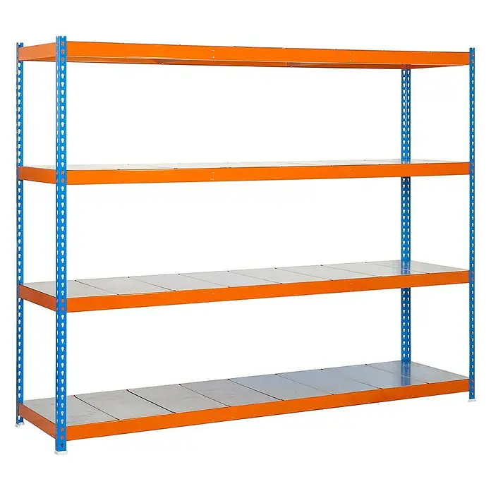 Simonrack Simonforte Estantería para cargas pesadas Metal - L x An x Al: 60 x 180 x 200 cm, Capacidad de carga: 600 kg/balda, Número de baldas: 4 ud., Azul/Naranja