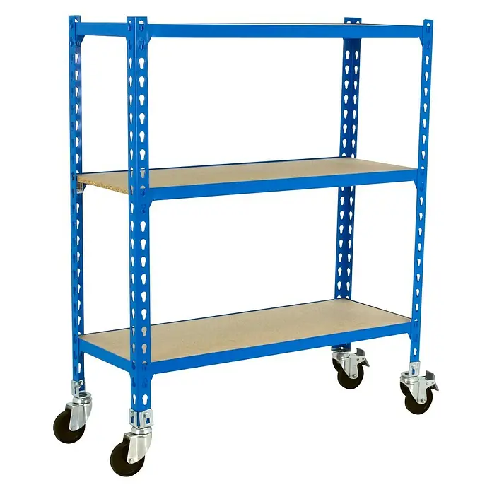Simonrack Maderclick Estantería metálica Mobile Plus - L x An x Al: 50 x 100 x 90 cm, Capacidad de carga: 150 kg/balda, Número de baldas: 3 ud., Azul