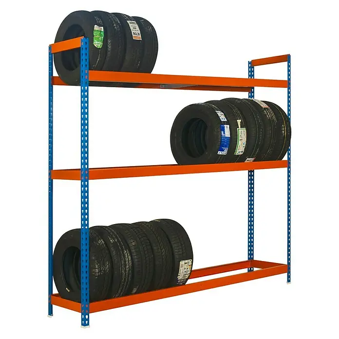 Simonrack Simonauto Estantería para neumáticos Autoforte - L x An x Al: 45 x 150 x 200 cm, Capacidad de carga: 120 kg/balda, Número de baldas: 3 ud., Azul/Naranja