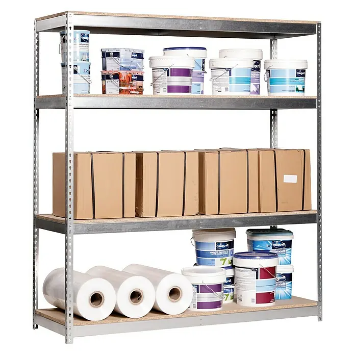Simonrack Ecoforte Estantería para cargas pesadas Chipboard - L x An x Al: 45 x 180 x 200 cm, Capacidad de carga: 400 kg/balda, Número de baldas: 4 ud., Galvanizado