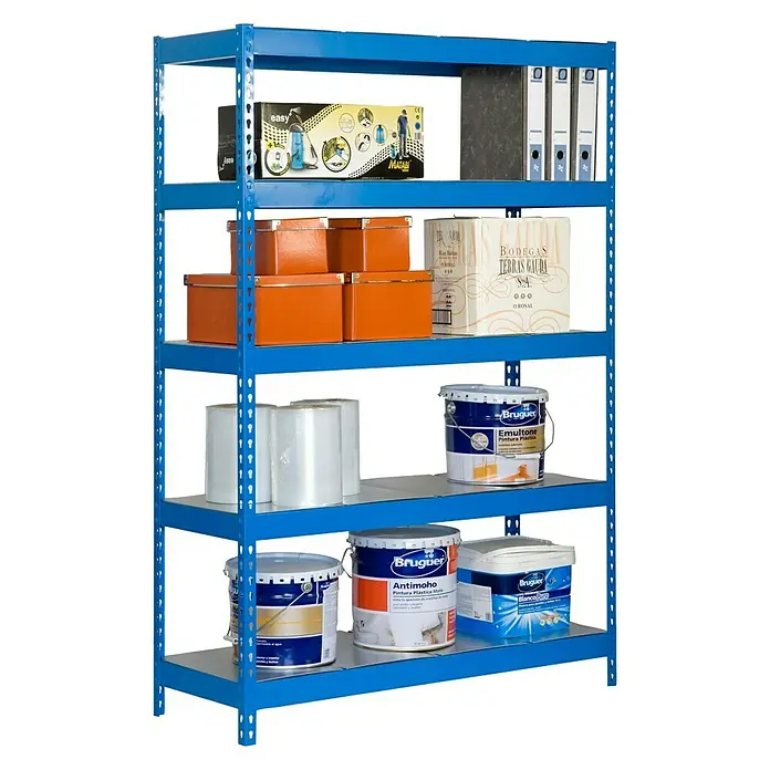Simonrack Bricoforte Metall-Schwerlastregal - L x B x H: 60 x 120 x 200 cm, Traglast: 300 kg/Boden, Anzahl Böden: 5 Stk., Blau, Material Boden: Metall