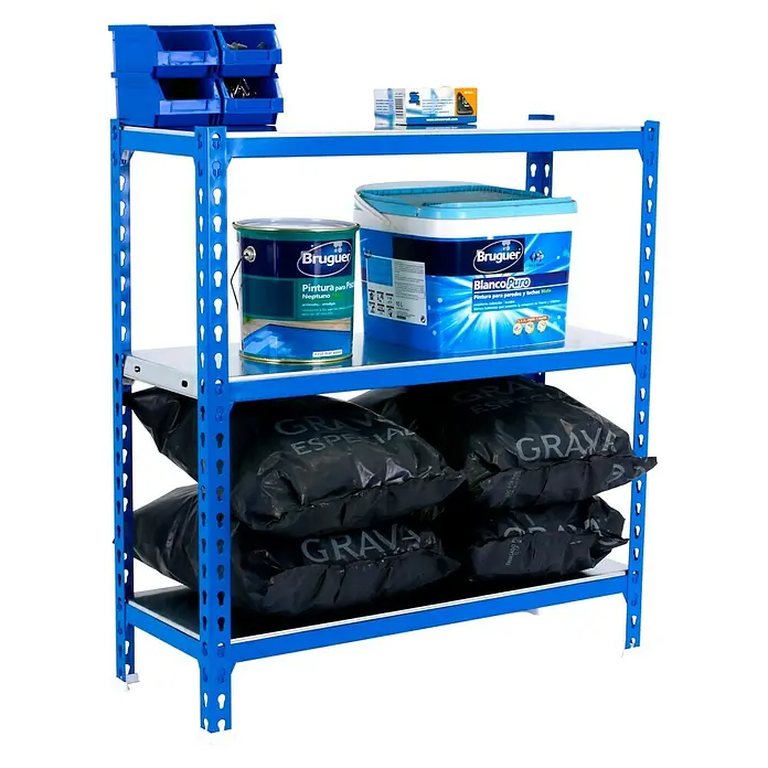 Simonrack Simonclick Estantería metálica - L x An x Al: 50 x 90 x 90 cm, Capacidad de carga: 180 kg/balda, Número de baldas: 3 ud., Azul