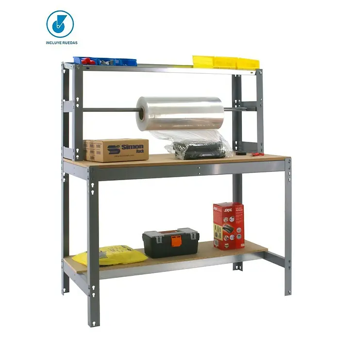 Simonrack Simonwork Banco de trabajo BT4 Mobile - L x An x Al: 76 x 91 x 156 cm, Capacidad de carga: 280 kg, Gris