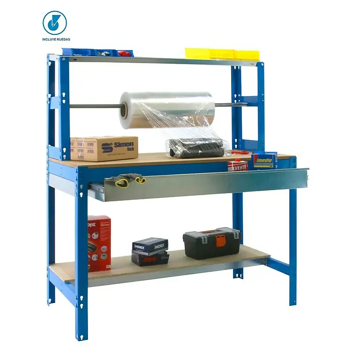Simonrack Simonwork Banco de trabajo BT4 Box Mobile - L x An x Al: 76 x 121 x 144,5 cm, Capacidad de carga: 280 kg, Azul
