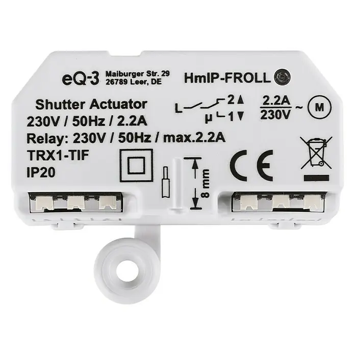 Homematic IP Rollladenschalter HmIP-FROLL - Unterputz, 54 x 41 x 33 mm, Funk - Vorderansicht