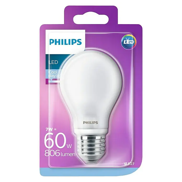 Philips Bombilla LED - 7 W, E27, Color de luz: Blanco frío, Redonda