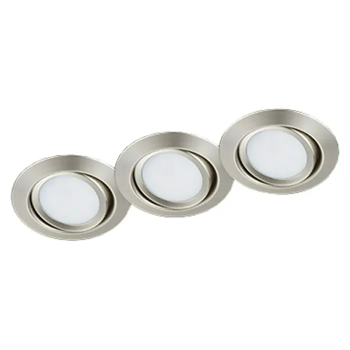 Trio Lighting Set de focos LED empotrables Rila - 3 x 5 W, Color de luz: Blanco cálido, Diámetro: 8,2 cm, Níquel mate, 3 ud.