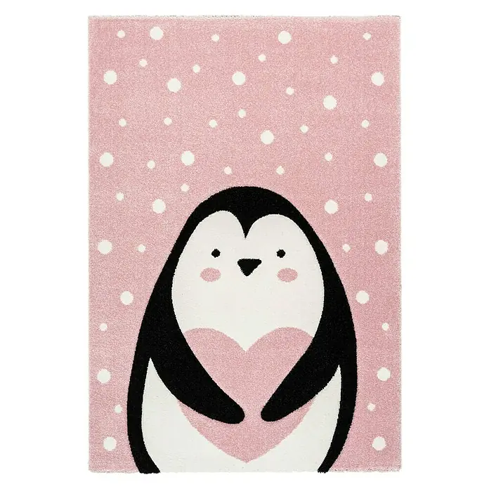 Kayoom Kurzflorteppich Pinguin - Rosa, 150 x 80 cm, 100 % Polypropylen - Ansicht von oben