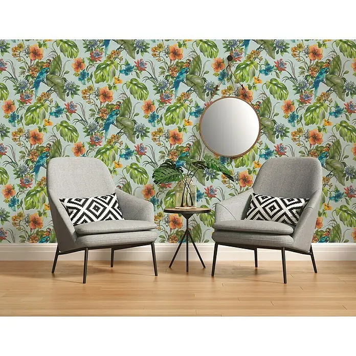 AS Creation Il Decoro Strukturtapete - Blau, Floral, Reliefstruktur, 10,05 x 0,53 m - Stimmungsaufnahme