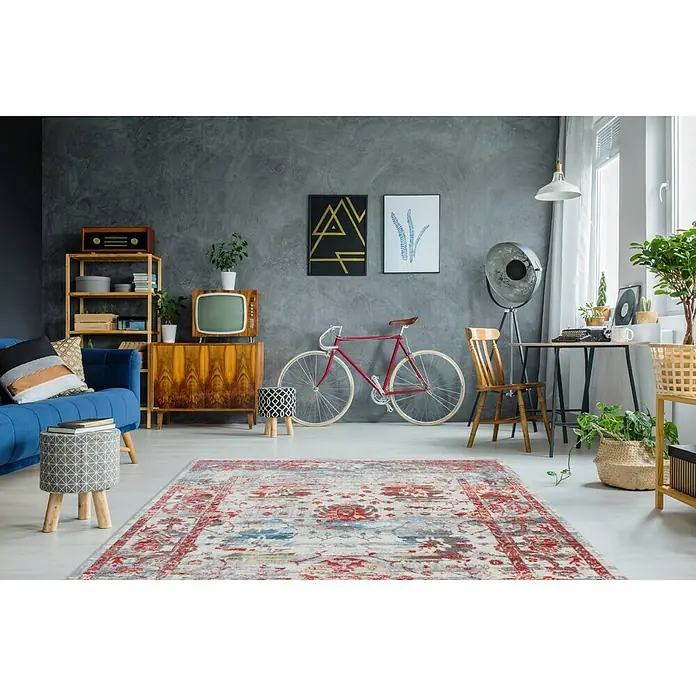 Kayoom Kurzflorteppich Antigua II - Bunt, 150 x 80 cm, 100 % Polyester - Stimmungsaufnahme