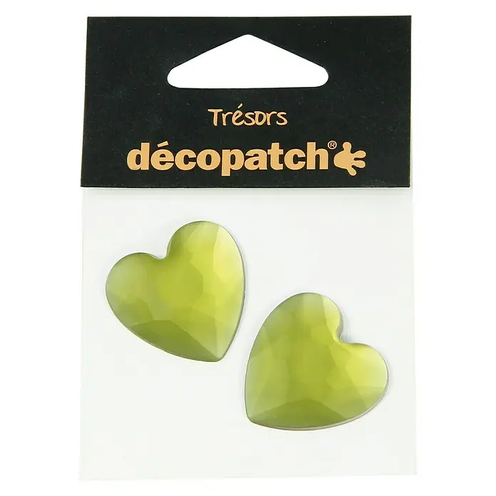 Décopatch Pieza decorativa Trésors Coeurs - 2 ud., 3 x 2 cm, Verde
