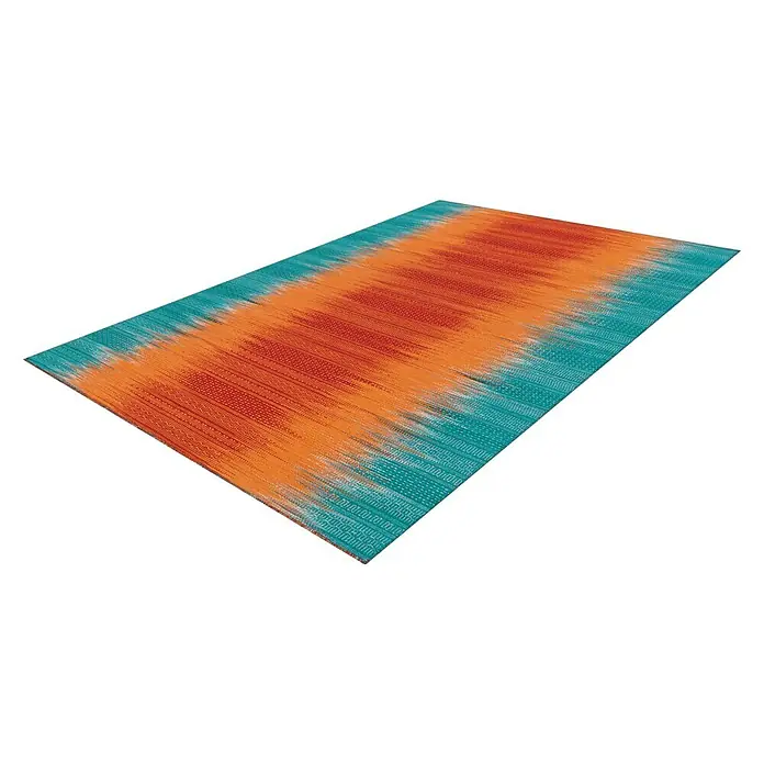 Kayoom Wollteppich Sunset - Orange/Türkis, 240 x 170 cm, 80 % Neuseeland-Wolle, 20 % Baumwolle - Rechte Seitenansicht