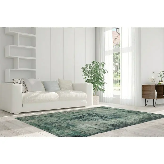 Kayoom Kurzflorteppich Vintage - Dunkelgrün, 230 x 160 cm, 100 % Polyacryl - Stimmungsaufnahme