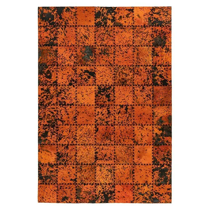 Kayoom Echtlederteppich Viola - Orange, 290 x 200 cm, 100 % Echtleder - Ansicht von oben