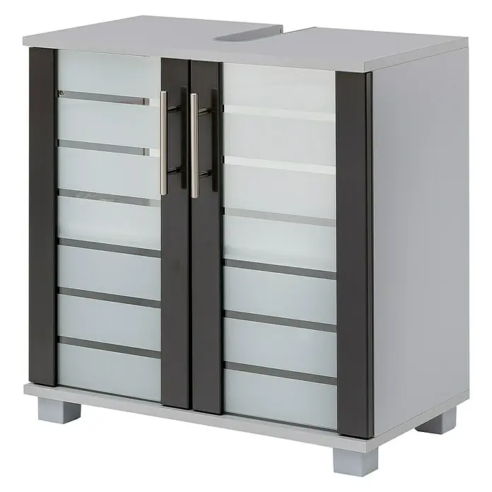 Schildmeyer Niko Waschtischunterschrank - 62,5 x 32,5 x 65 cm, Silber/Anthrazit - Rechte Seitenansicht