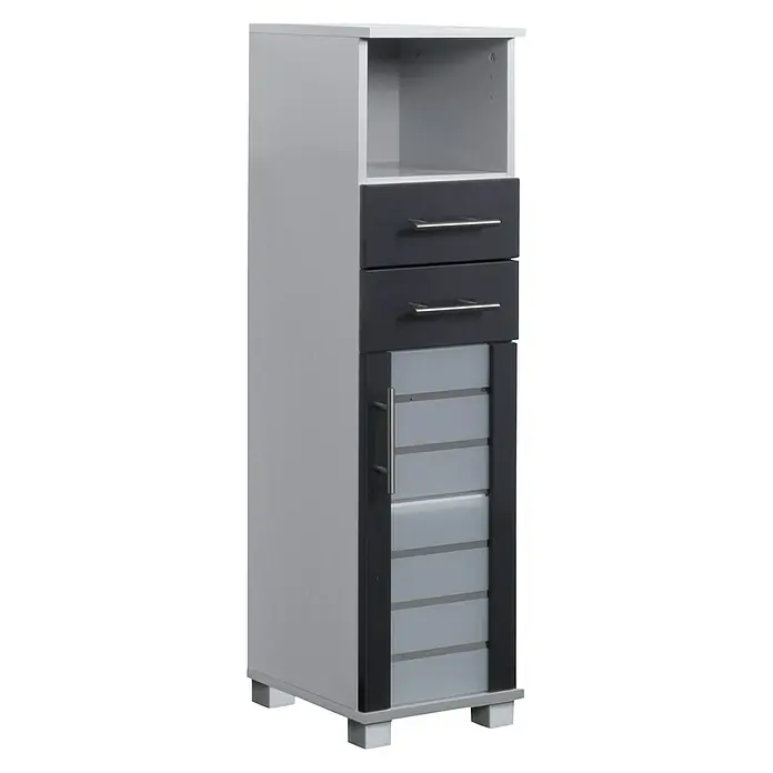Schildmeyer Niko Highboard HBA300 - 30 x 32,5 x 110,5 cm, Silber/Anthrazit - Linke Seitenansicht
