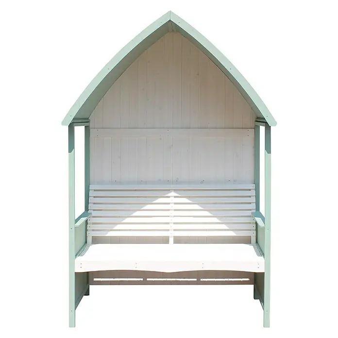 Leco Philosophenbank Antje - 137 x 75 x 224 cm, Tannenholz, Weiß/Grau, Zusätzlicher Stauraum