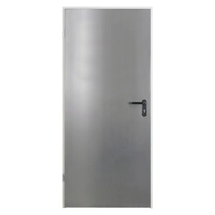 Hörmann Metalna vrata - 87,5 x 200 cm, DIN graničnik: Lijevo, Srebrne boje - Pogled sprijeda