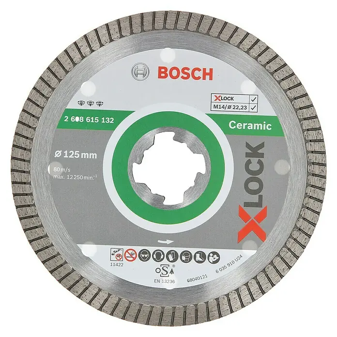 Bosch Professional X-Lock Diamant-Trennscheibe X-Lock Best for Ceramic - 125 mm, Geeignet für: Keramik - Vorderansicht