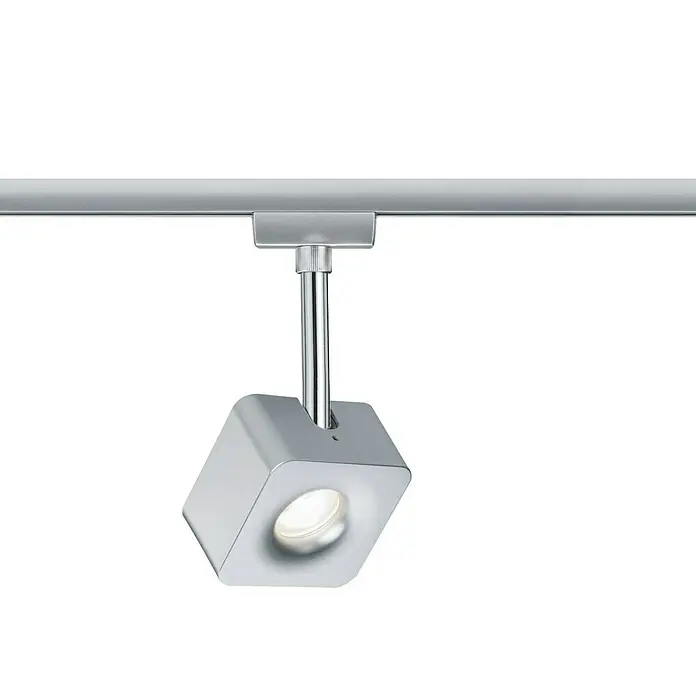 Paulmann URail LED-Spot Cube - 8 W, Chrom matt, Chrom, L x B x H: 4,7 x 7,7 x 16,5 cm - Vorderansicht
