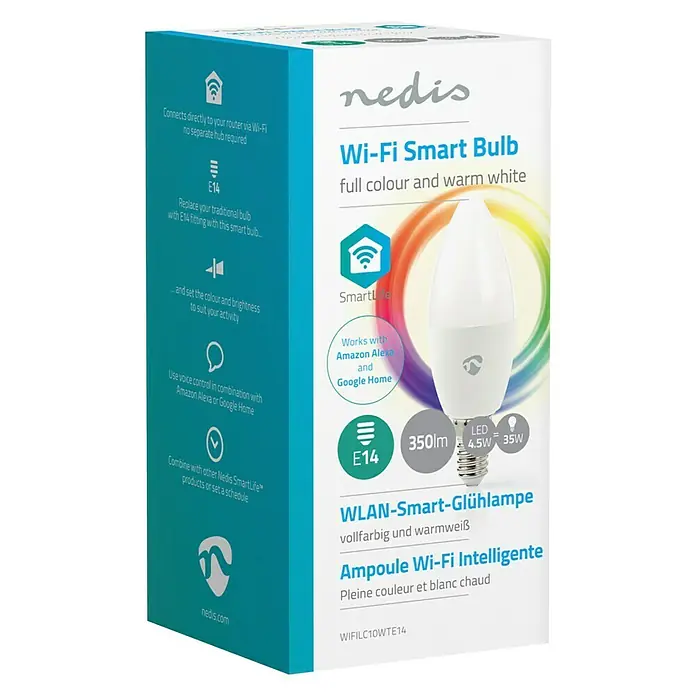 Nedis Smartlife LED-Leuchtmittel - 1 Stk., E14, 4,5 W, RGBW, Dimmbar - Vorderansicht
