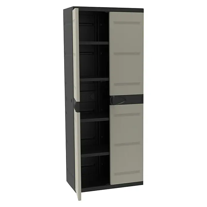 Plastiken Titanium Armario de PVC con 2 puertas - L x An x Al: 44 x 70 x 176 cm, Capacidad de carga: 20 kg/balda, Gris/Negro