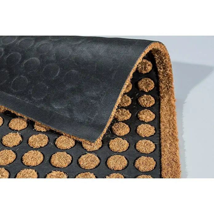 Astra Kokosfußmatte Coco Home - Punkte, Kokosbraun/Schwarz, 60 x 40 cm, 50 % Kokos, 50 % Gummi