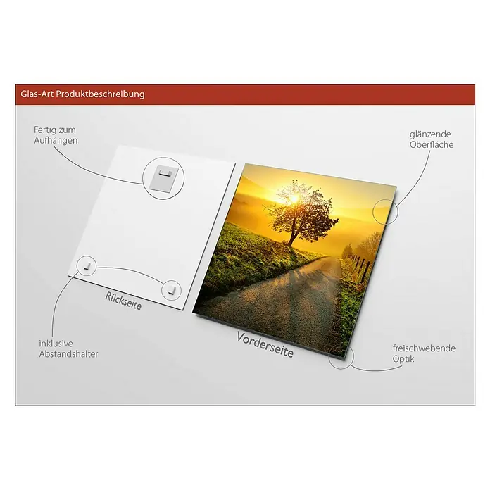 ProArt Glasbild - Way to Horizon, B x H: 30 x 30 cm - Anwendungsbeispiel