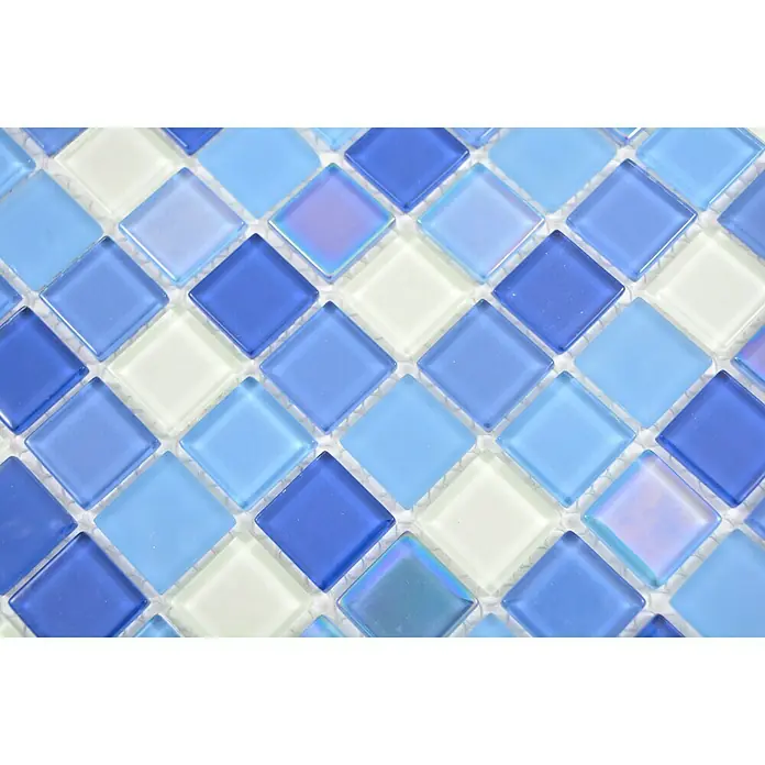 Mosaikfliese Quadrat Crystal CM 4SE8L - 30 x 30 cm, Blau/Weiß, Glänzend - Detailaufnahme