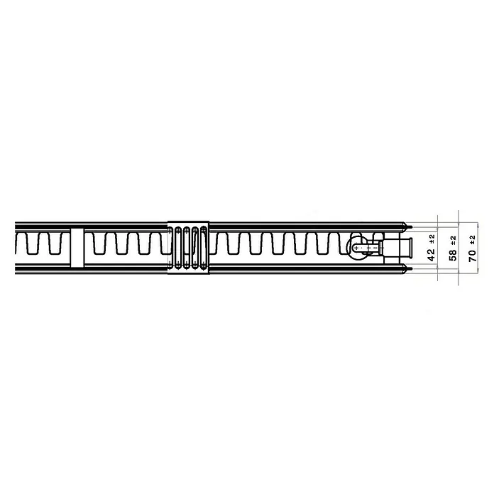 Universal-Flachheizkörper - B x H: 50 x 60 cm, 6-fach, Typ: EKE-21, 632 W