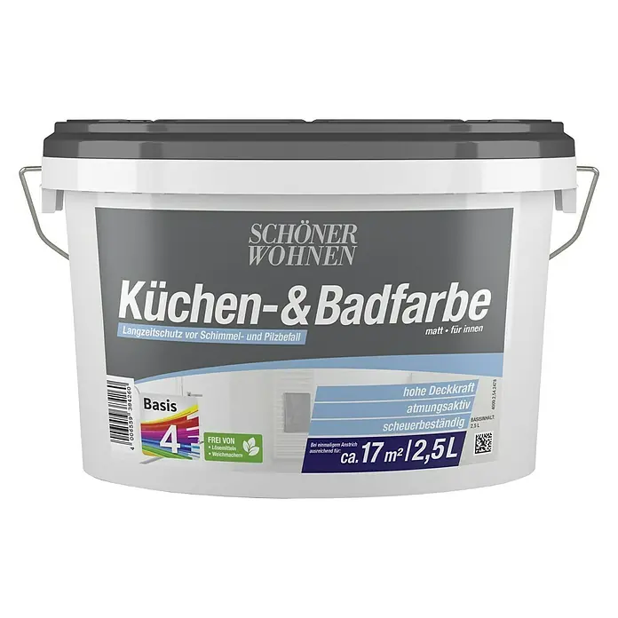 SCHÖNER WOHNEN-Farbe Bad- & Küchenfarbe - Basismischfarbe, 2,5 l, Matt - Vorderansicht