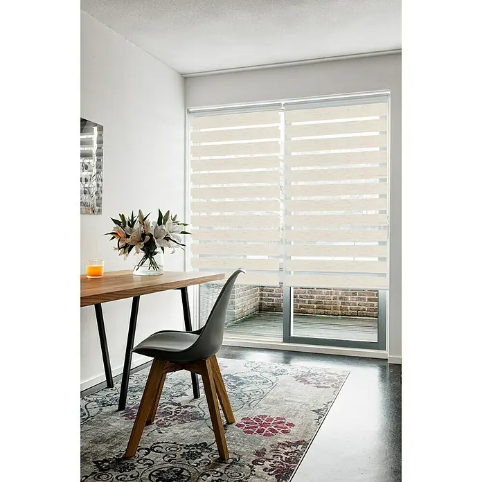Doppelrollo - B x H: 60 x 150 cm, Leinen - Vorderansicht