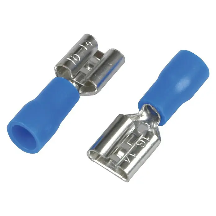 Cartrend Flachsteckhülsen - Breite: 6,3 mm, 20 Stk., Querschnitt: 1 - 2,5 mm², Blau - Ansicht von oben
