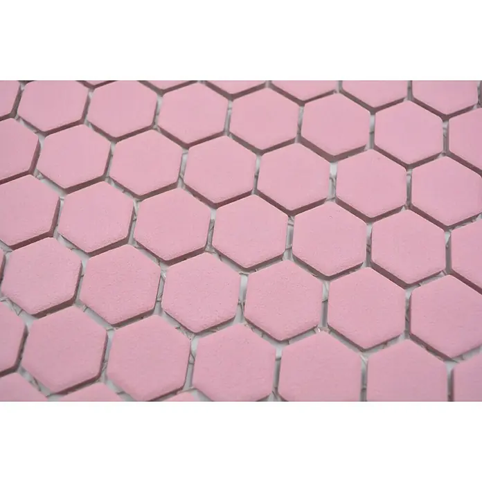 Mosaikfliese Hexagon Uni HX AT22 - 26 x 30 cm, Rosa, Matt - Detailaufnahme