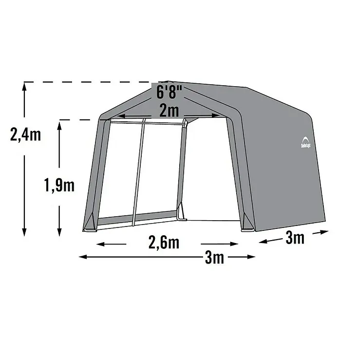 ShelterLogic Gerätehaus - Außenbreite inkl. Dachüberstand: 297 cm, Außentiefe inkl. Dachüberstand: 305 cm, Stahl, Grau