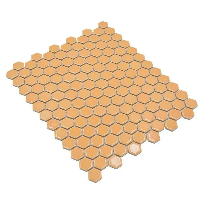 Mosaikfliese Hexagon Uni HX 270 - 26 x 30 cm, Orange, Glänzend - Rechte Seitenansicht