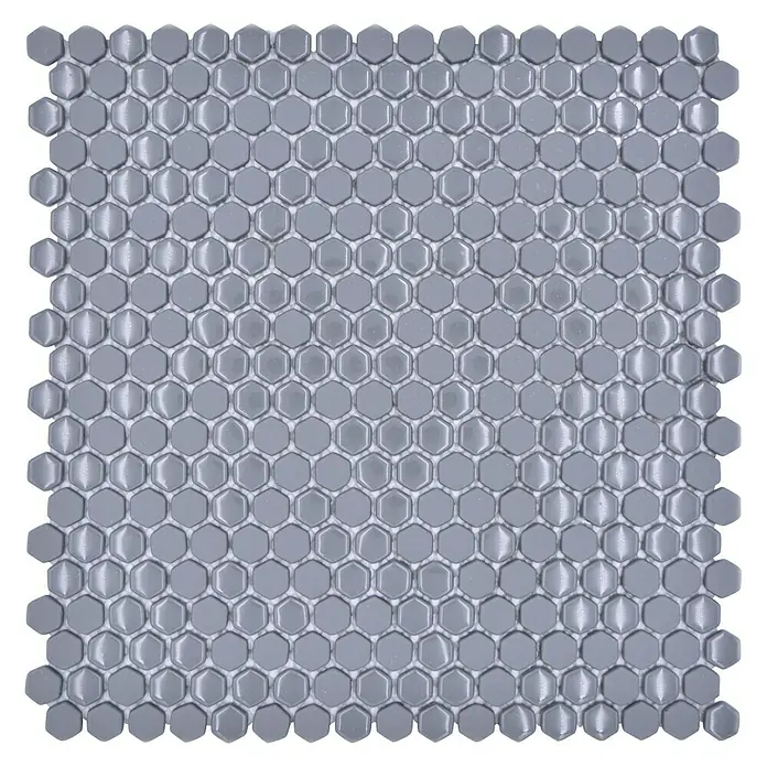 Mosaikfliese Hexagon CUBA HX4GM - 29 x 29,5 cm, Grau, Matt - Vorderansicht