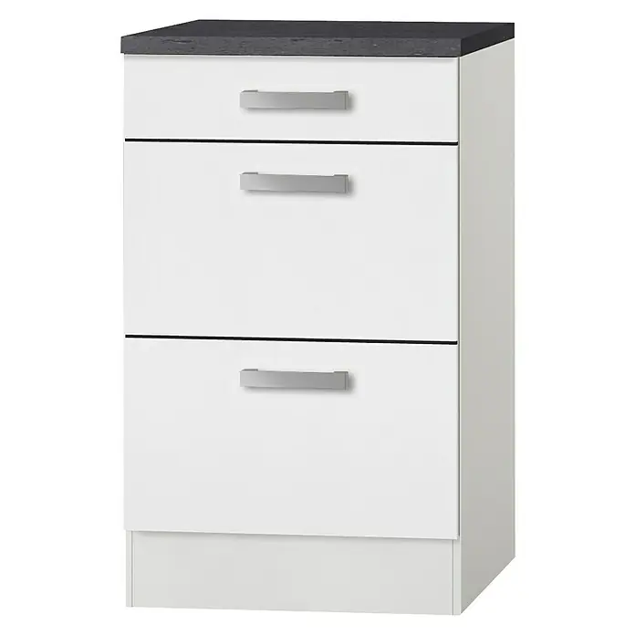Optifit Oslo Unterschrank Oslo 214 - 60 x 50 x 84,8 cm, Weiß, 3 Griffe